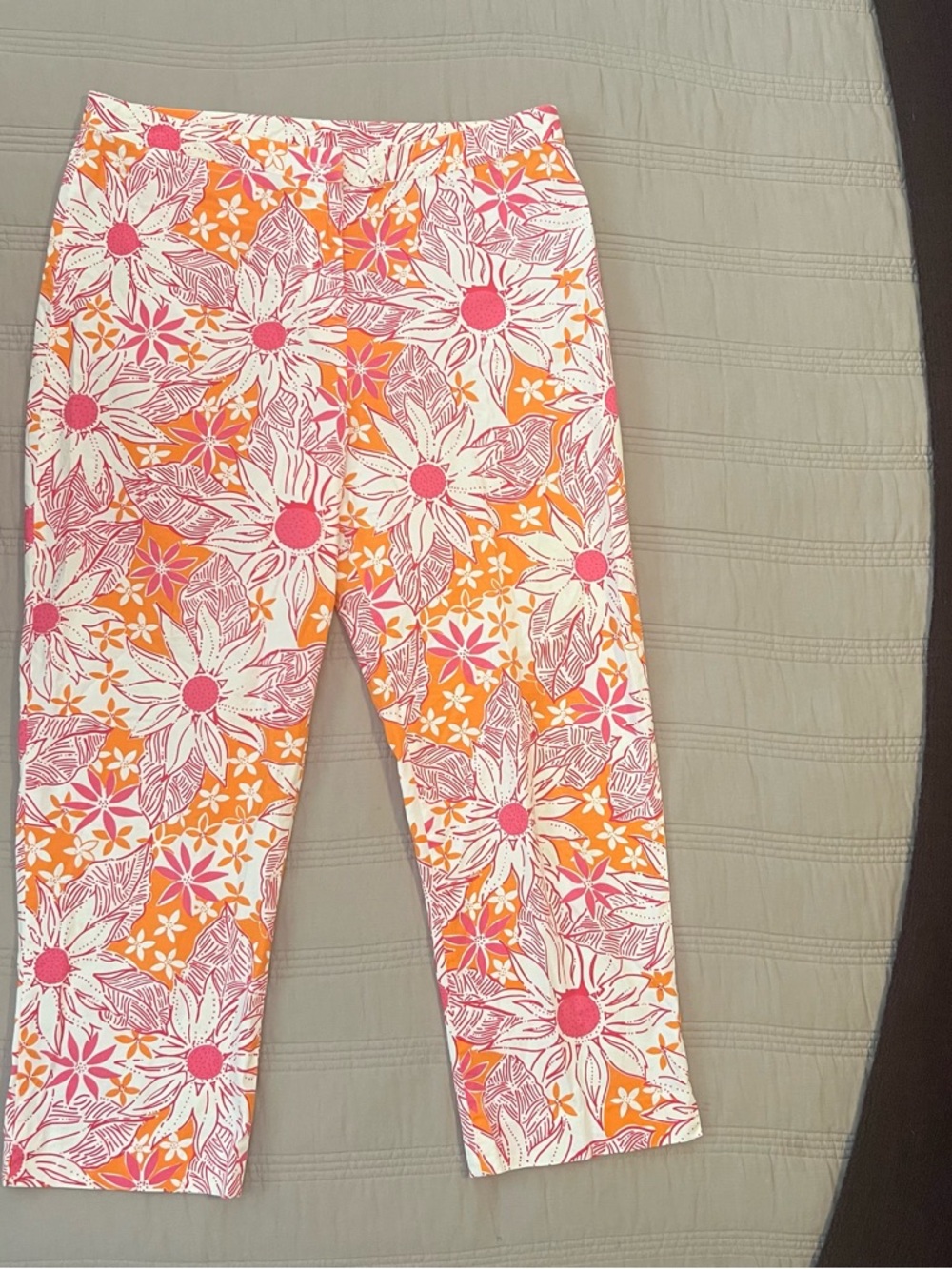 Lilly Pulitzer Vintage Pink & Orange Floral Capri Cotton Pants